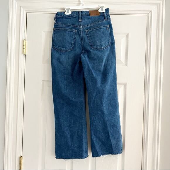 MADEWELL Slim Wide Leg Crop Jeans Raw Hem AA584 Size 25 Blue Casual 70s 90s Boho - Picture 7 of 15